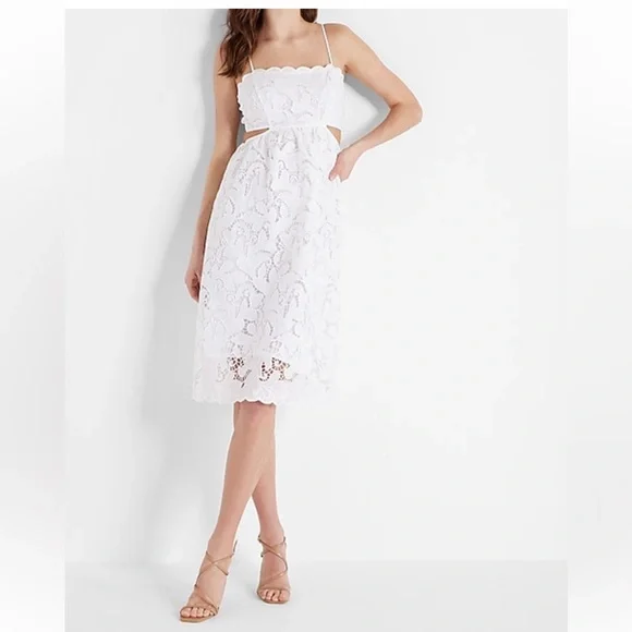 Express | Dresses | Express Lace Tie Back Side Cutout Midi Dress | Poshmark